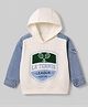 Little Kangaroos Fleece Winter Knit Hooded T-Shirt with Full Sleeves and Tennis Rackets Patch in Offwhite