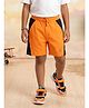 Kiddopanti Cotton Knit Colour Blocked Shorts - Orange