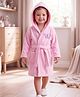 Babyhug Knit Terry Velour Full Sleeves Bath Robe With Butterfly Embroidery - Pink