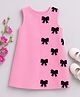 NAVKIYA G Neoprene Woven Sleeveless Bow Applique Detailed Dress - Pink