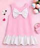 NAVKIYA G Neoprene Woven Sleeveless Bow Applique Glitter Detailed Dress - Pink