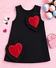 NAVKIYA G Neoprene Woven Sleeveless Heart Applique Frill Detailed Stone Embellished Dress - Black
