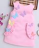 NAVKIYA G Neoprene Woven Sleeveless Butterfly Applique & Frill Detailed Dress - Pink