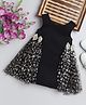 NAVKIYA G Neoprene Woven  Sleeveless Stars Foil Printed Cut & Sew Detailed Dress - Black