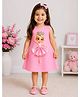 NAVKIYA G Neoprene Woven Sleeveless Girl Printed Dress Applique Detailed Dress - Pink