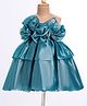 Enfance Net Knit Sleeveless Solid Colour Layered Party Dress With Floral Corsage -  Blue