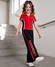 OLLINGTON ST. Cotton Looper Knit Half Sleeve Polo Top & Joggers - Red & Black