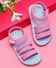 ONYC Velcro Closure Floral Printed Sandal - Light Blue & Pink
