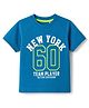 Babyhug Cotton Knit Half Sleeves T-Shirt with New York 60 Print - Blue