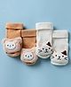 Babyoye Cotton Knit Bamboo Placement Embroidery Socks with Kitty & Bear Applique Pair of 2 - Brown & White