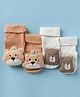 Babyoye Cotton Bamboo Placement Embroidery Knit Socks with Bear Applique Pair of 2 - White & Brown