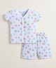 BUMZEE Muslin Woven Half Sleeves Balloons & Rattles  Printed Coordinating Jablas & Short Set - White