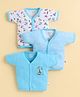 BUMZEE Cotton Knit Pack of 3 Half Sleeves Striped & Vehicles   Printed Jablas - Blue & White