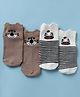 Babyoye Cotton Bamboo Placement Embroidery Knit Socks with Animal Design Pair of 2 - White & Brown