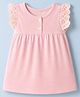 Zero Sinker Knit Sleeveless One Piece Dress With Eyelet Lace Detailing - Pink