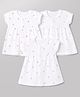 Zero Sinker Knit Half Sleeves One Piece Dresses With Floral Print Pack of 3 - White