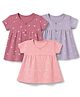 Zero Sinker Knit Half Sleeves One Piece Dresses with Floral Print Pack of 3  - Light Pink