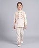 Bella Moda Cotton Woven Full Sleeves Floral Embroidered Top & Pant Set - Cream
