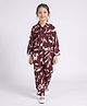 Bella Moda Cotton Woven Full Sleeves Floral Printed Coordinating Top & Pant Set - Maroon