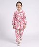 Bella Moda Cotton Woven Full Sleeves Floral Printed Coordinating Top & Pants Set - Pink