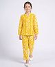 Bella Moda Cotton Woven Full Sleeves Lace Embellished Floral Printed Coordinating Top & Pants Set - Yellow