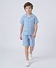 Bella Moda Cotton Woven Half Sleeves Animals Printed Coordinating Shirt & Shorts Set - Blue