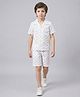 Bella Moda Cotton Woven Half Sleeves Geometric Embroidered Coordinating Shirt & Shorts Set - White