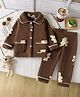 Mark & Mia Full Sleeves Co-Ords Shirt & Pyjama Winter Wear Night Suit with Bear Print - Brown