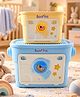 Bonfino Storage Boxes Set of 2| Large & Small Size| Spacious Plastic Storage Organizer| Front & Top Opening| Foldable Design| Toy, Stationery, Books & Clothing Storage| Space-Saving - Blue & Yellow