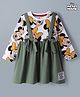 Babyhug Disney Cotton Single Jersey Knit Full Sleeves Minnie Mouse Printed Frock - White & Green