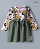Babyhug Disney Cotton Single Jersey Knit Full Sleeves Minnie Mouse Printed Frock - White & Green