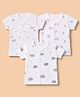 Zero Sinker Knit Half Sleeves Jhablas With Engine ,Teddy & Rabbit , Whale & Kangaroo Print Pack of 3 - White