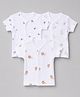 Zero Sinker Knit Half Sleeves Animal Printed Jhablas Set of 3 - White