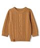Little Kangaroos 100% Cotton Cable Knit Pullover with Full Sleeves - Khaki