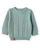 Little Kangaroos 100% Cotton Cable Knit Pullover with Full Sleeves and Bear Applique - Grey