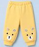 Little Kangaroos Fleece Knit Full Length Track Pant With Bear Ear Applique - Yellow