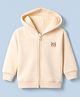 Little Kangaroos Fleece Knit Hoodies with Full Sleeves and Bear Patch in Peach