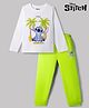 Pine Kids Disney Single Jersey Knit Full Sleeves T-Shirt & Pyjama Night Suit with Stitch Graphics - White
