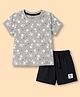 CUCUMBER Sinker Knit Half Sleeves Bunny Printed T-Shirt & Shorts Set - Grey