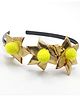 Pihoo Pom Pom Embellished Floral Applique Detailed Hair Band - Yellow