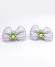 Pihoo Bow & Frog Applique Detailed Alligator Hair Clips - Purple