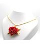 Pihoo Rose Detailed Pendant Necklace - Red