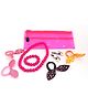 Pihoo Beads Rainbow & Bow Applique Detailed Hair Accessory Combo Set - Pink