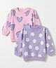 Babyhug Heavy Gauge 100% Cotton Terry Knit Full Sleeves Sweatshirts With Heart & Floral Print Pack of 2 - Pink & Purple