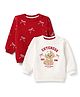 Babyhug Heavy Gauge Terry Knit Full Sleeves Sweatshirts With Bow & Puppy Print Pack of 2 - Red & Beige