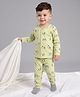 Babyoye 60/40 Cotton/Poly, Interlock Knit Brushed Back Thermal Inner Wear With Penguin Print - Green