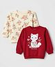 Babyhug Heavy Gauge 100% Cotton Terry Knit Full Sleeves Sweatshirts with Marie & Floral Print Pack of 2 - Red & Cream