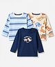 Babyhug 100% Cotton Knit Full Sleeves T-Shirts With Animal Print Pack of 3 in Navy Blue Peach