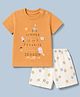 Zero Sinker Knit Half sleeves T-Shirt & Checked Shorts With Beach Print - Orange & White