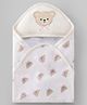 Babyhug Terry Cotton Knit Hooded Towel With Embroidered Teddy Bear L 78 x B 74 cm - White